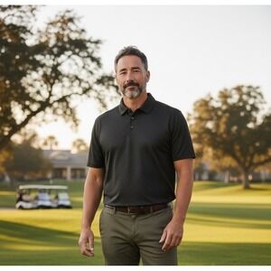 Pebble Beach Golf Polo Men's Size Large Short Sleeve Shirt Casual Black